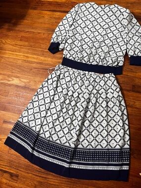 Jo Hanna York Navy & White Printed Two-Piece Set